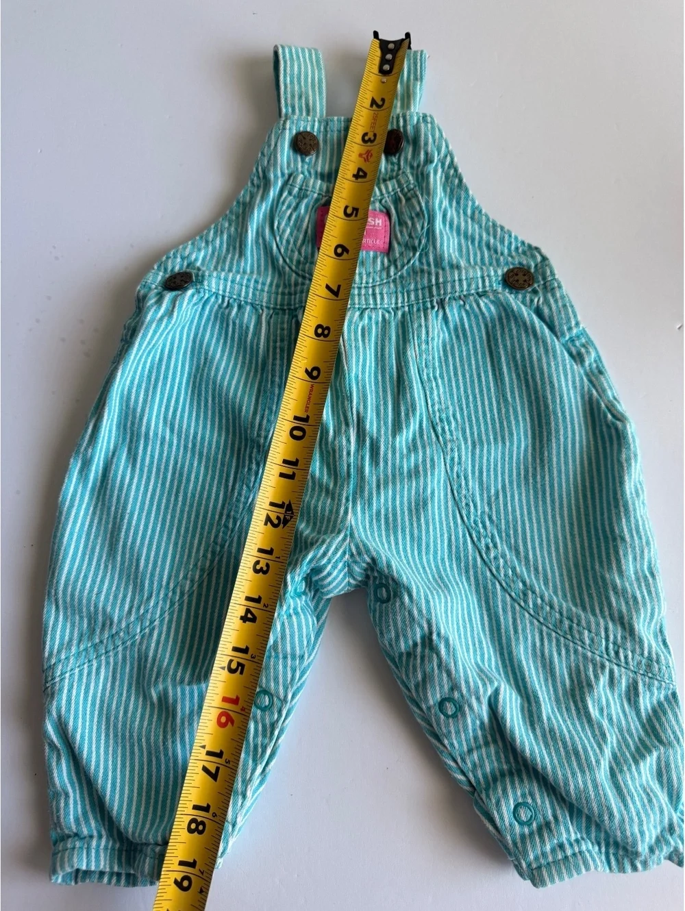 Vintage USA OshKosh B'Gosh Aqua Striped Overalls 3-6M